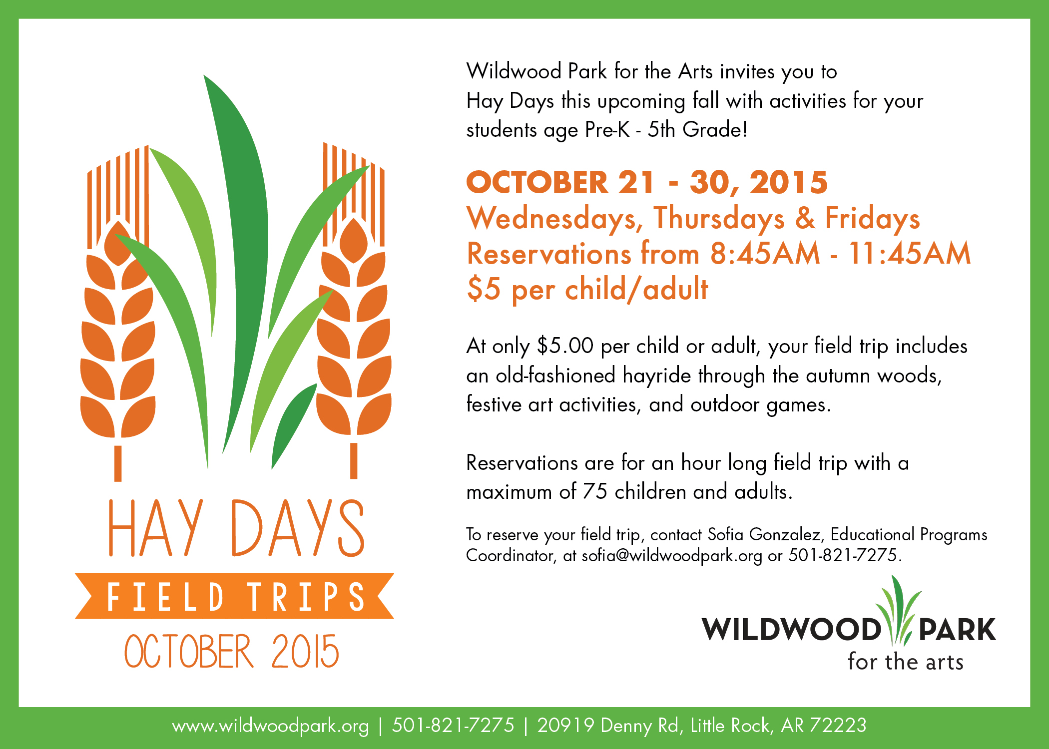 Hay Days Field Trips Now Accepting Reservations Wildwood Park for the